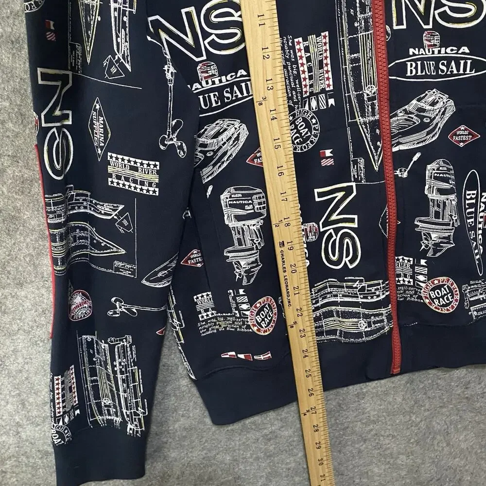 Nautica Blue Sail World River Racing Jacket Mens Sz‎ S Blue Embroidered Pockets